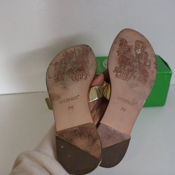 Lilly Pulitzer Via Palm Beach Jewel Thong Sandal Womens 7 Slip On Brown Beach - Picture 5 of 6